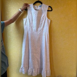 Draper James Cream Ruffled Tiered Midi Dress